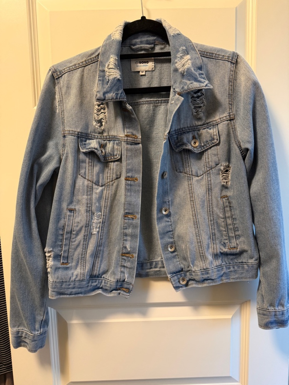 Ci Sono Light Blue Distressed Denim Jean Jacket